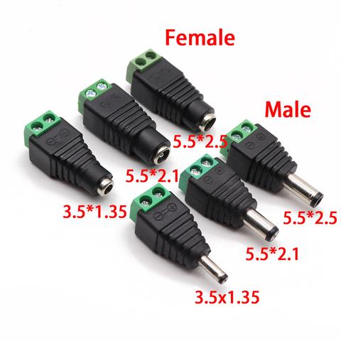 Male Female DC Power Plug Connector 2.1mm x 5.5mm 2.5mm x 5.5mm 1.35mm x 3.5mm Needn't Welding DC Plug Adapter 12V 24V For CCTV ► Photo 1/6