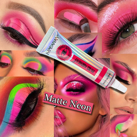 HANDAIYAN 12 Colors Matte Neon Eyeshadow High Pigment Easy to apply Yellow Pink Eye Shadow Dust Summer Matte Eyeshadow Cream ► Photo 1/6