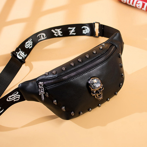 Men Punk Waist Bag Belt Bag Fashion Skull Pattern Fanny Pack Hip Packs Multifunction Outdoor Male Waist Pack Crossbody Bags ► Photo 1/6