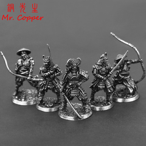 White Copper Japanese Shogunate Samurai Figurines Miniatures Vintage Metal Soliders Model Statue desktop Toy Ornament Decoration ► Photo 1/6