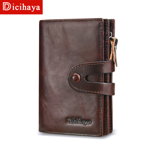 DICIHAYA Cow Leather Men Short Wallet Casual Genuine Leather Male Wallet Purse Standard Card Holders Wallets For Men Coin Bag ► Photo 1/6