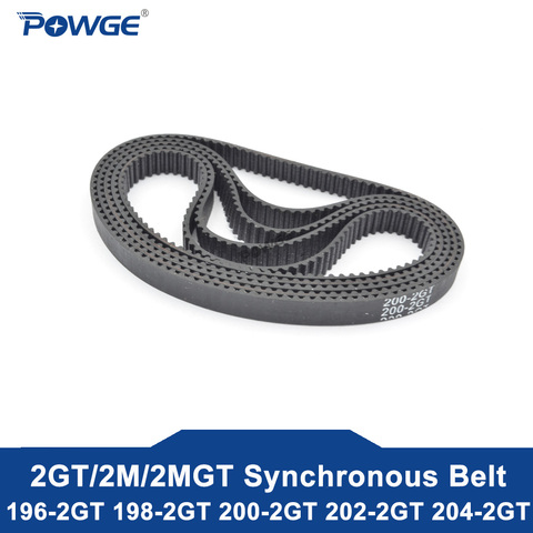 POWGE 2MGT 2M 2GT Synchronous Timing belt Pitch length 196/198/200/202/204 width 6/9mm Teeth 98 99 100 101 102 Rubber GT3 closed ► Photo 1/6