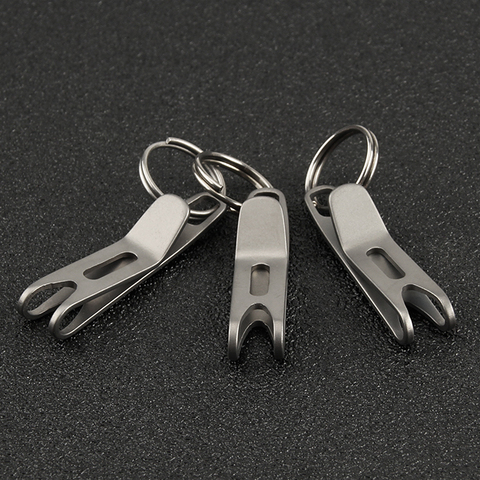 1PCS Titanium Clasp Titanium Alloy Key Ring Outdoor EDC Tool Titanium Buckle Hook ► Photo 1/6
