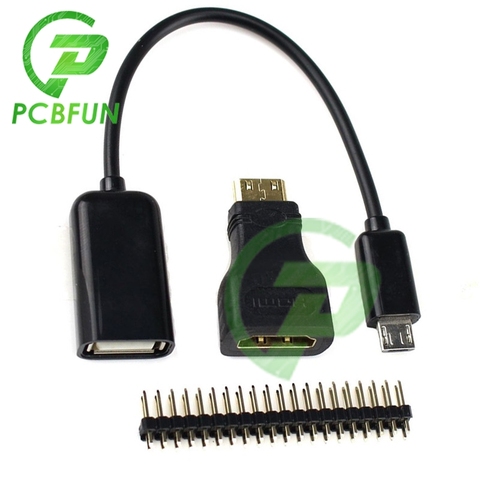 3 in1 for Raspberry Pi Zero Adapter Kit Mini HDMI to HDMI adapter+Micro USB to USB Female OTG Cable+20pin Male GPIO Header RRI 0 ► Photo 1/1