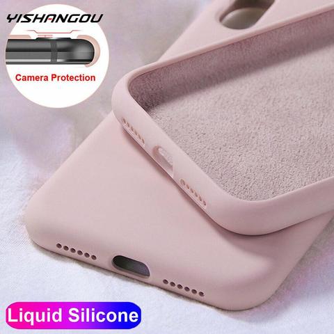 YISHANGOU Case For Apple iPhone 11 12 Pro Max SE 2 2022 6 S 7 8 Plus X XS MAX XR Cute Candy Color Couples Soft Silicone Cover ► Photo 1/6