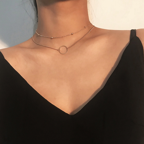 SUMENG New Arrival 2022 Fashion Modern Choker Necklace Two Layers Round Necklaces Gold Color Necklace Choker Jewelry For Women ► Photo 1/3