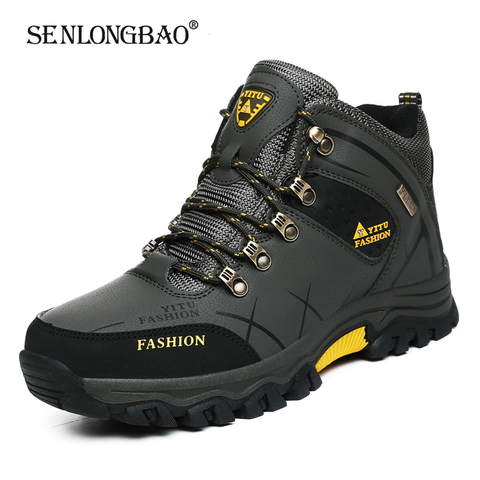 Brand Men Winter Snow Boots Waterproof Leather Sneakers Super  Warm Men's Boots Outdoor Male Hiking Boots Work Shoes Size 39-47 ► Photo 1/6