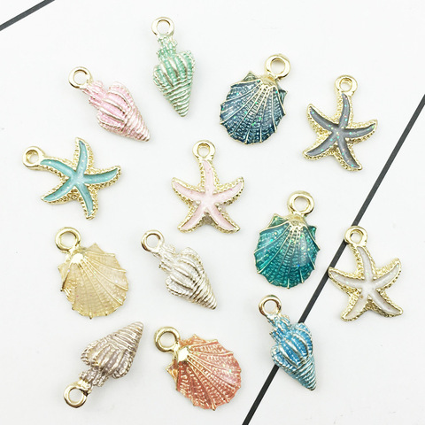 10pcs/lot Cute Starfish Conch Sea Shell Charms Pendants Ocean Style Anklet Bracelet Necklace Jewelry DIY Craft Accessories ► Photo 1/5