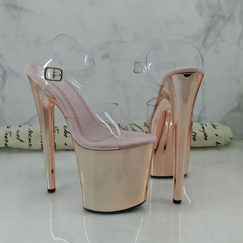 Leecabe   New Champagne color high heel sandals 20cm sexy model show shoes and pole dancing shoes ► Photo 1/6