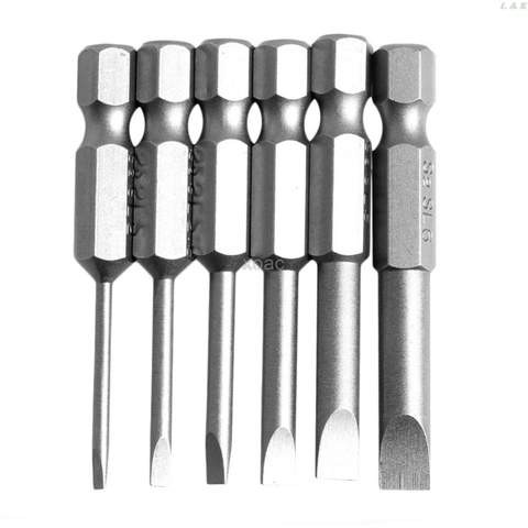 6Pcs/Set 50mm 2.0-6.0mm Flat Head Slotted Tip Screwdrivers Bits  M06 dropship ► Photo 1/6