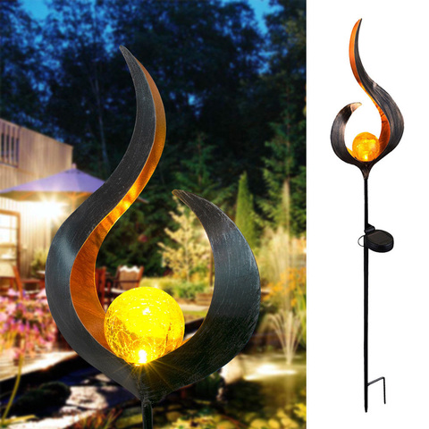 LED Solar Light Garden Lights Solid Flame Iron Outdoor Lamp Control Induction Landscape Lamps Pathway Lawn Warm ► Photo 1/6