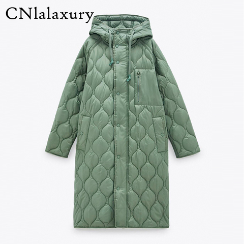 New Autumn Winter Vintage Green Women's Parka Jacket Coat Casual Hooded Overcoats Female Warm Loose Long Oversize Outwear Ladies ► Photo 1/6