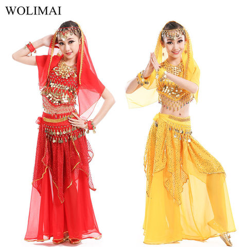 Belly Dance Costumes for Kids Girls Children Belly Dance Skirt Bollywood Dancing Dress Performance Competition Indian Cloth Set ► Photo 1/6