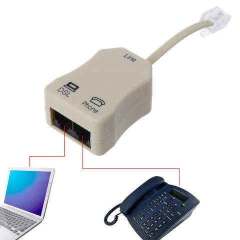 Portable ADSL Modem Telephone Phone Fax In-Line Splitter Filter Network 1PC ► Photo 1/6