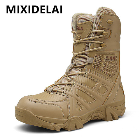 2022 New Men Military Tactical Men's Boots Special Force Leather Waterproof Desert Boot Combat Ankle Boot Army Work Men's Shoes ► Photo 1/6