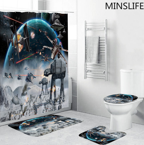 Star Alien Wars Printed Pattern 180x180cm Shower Curtain Pedestal Rug Lid Toilet Cover Mat Non-slip Bath Mat Set Bathroom Decor ► Photo 1/6
