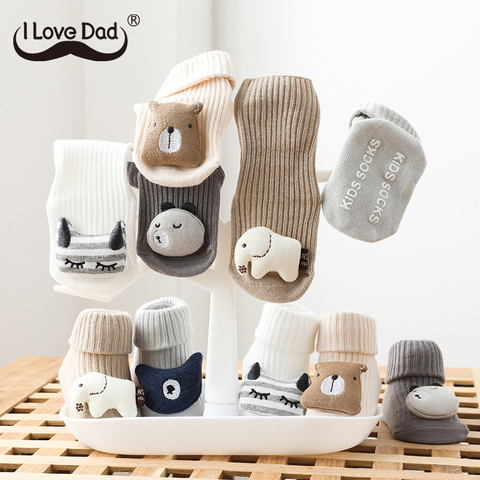 Cartoon Bear Elephant  Winter Baby Socks Soft Cotton Kids Girl Boy Long Socks Anti Slip Autumn Toddler Kids Floor Socks 1-3Y ► Photo 1/6