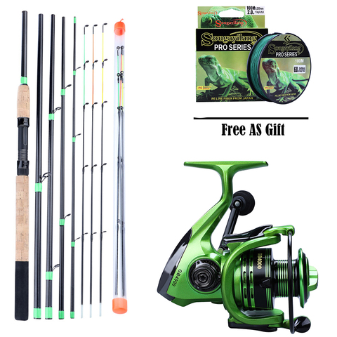 Sougayilang L M H Power Fishing Rod Combon 3.0M Feeder High Carbon Rod Sets 3 Sections Tips Feeder Rod with Spinning Reel Pesca ► Photo 1/6