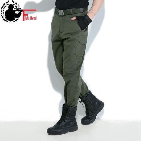 Men Winter Casual Pants Camouflage Skin Softshell Cargo Military Tactical Camo Jogger Male Waterproof Warm Fleece Combat Trouser ► Photo 1/6