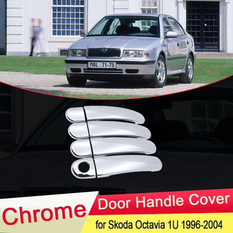 for Skoda Octavia A4 1996 1997 1998 1999 2000 2001 2002 2003 2004 1U Chrome Door Handle Cover Trim Car Cap Stickers Accessories ► Photo 1/6