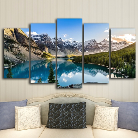 Wall Art The Picture For Home Decoration Artwork For Wall Decor 5 Pieces Modern Canvas Moraine Lake And Mountain Painting ► Photo 1/6