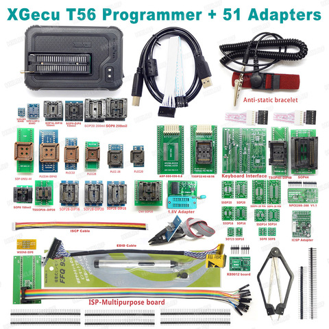 Hot Sale XGecu PRO T56 Universal Programmer +51 Adapters 24/25/26/93 Serial EEPROM, 27/28/29/36/37/39/49/50 EPROM ► Photo 1/6