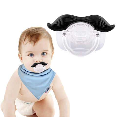 Baby Pacifier Safe Silicone Infant Nipple Soother Mustache Pacifier Joke Prank Toddler Nipple Teether Newborn Pacifier Clip Gift ► Photo 1/6