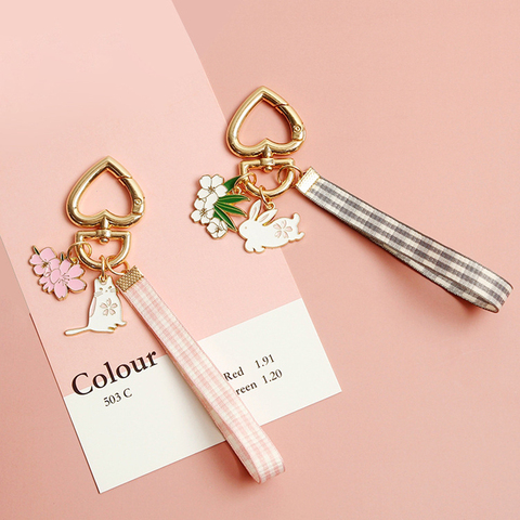 Dayoff Lovely Ribbon Rabbit Cat Keychain Keyring For Women Girl Jewelry Animal Pet Flower Cute Bag Car Key Holder Keyring K99 ► Photo 1/6