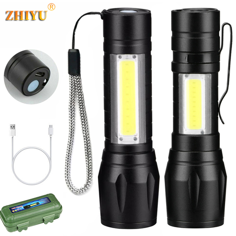 Portable Mini LED Flashlight XPE COB Flashlight with 3 Modes Rechargeable Zoom Flashlight Light Waterproof Camping Light ► Photo 1/6