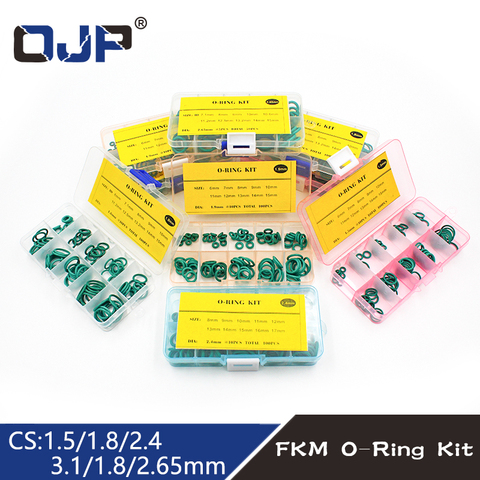 Thickness 1.5 / 1.8 / 1.9 / 2.4 / 2.65 / 3.1mm green rubber ring FKM O ring seal FKM seal O-ring ordering kit classification kit ► Photo 1/6