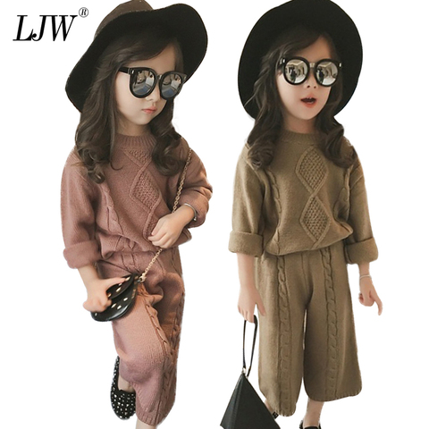 Autumn new girls casual loose sweater pants suit 2pcs Sweater children knitted suit winter girls clothing set baby girls clothes ► Photo 1/6