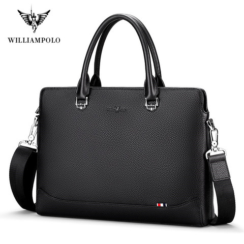 WilliamPolo New Men's Leather Business Briefcase Casual Men's Shoulder Bag Messenger Bag Men's Laptop Handbag Men's Travel Bag ► Photo 1/6
