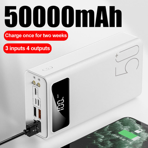 Power Bank 50000mAh High Capacity USB Fast Charging Portable Power Supply  with 3 Outputs and 3 Inputs and LCD Display - AliExpress