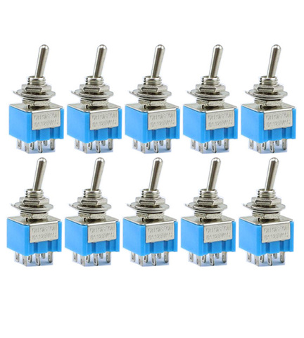 5pcs / 10PCS 3 Position MTS-203 6-Pin 6MM Mini SPDT ON-OFF-ON 6A 125VAC Mini Toggle Switch ► Photo 1/4