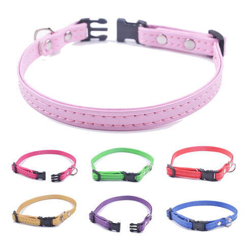 Quick Release Pet Dog Cat Collar Two Tier Pu Leather Service Puppy Pet Necklace Adjustable Size XS S M L 12Colors Available ► Photo 1/6