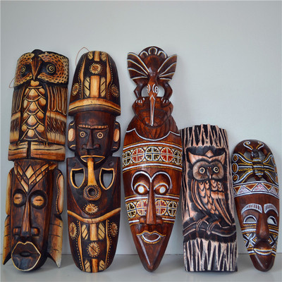 African stone mask solid wood retro nostalgic bar decoration wood carving animal wall hanging mural ornaments ► Photo 1/5