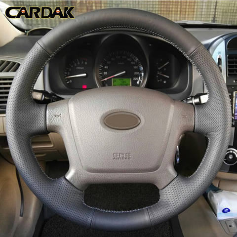 Black Artificial Leather Car Hand-stitched Steering Wheel Cover for Kia Cerato 2005-2012 Old Kia Ceed ► Photo 1/4