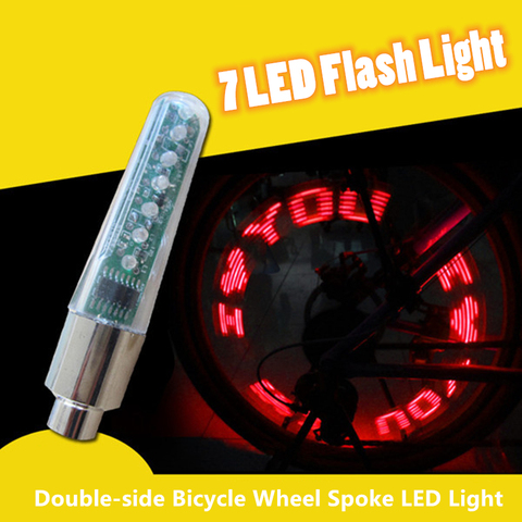 Bicycle Wheel Spoke LED Light Lamp Cycle Tyre Tire Wheel Valve 7 LED Flash Light with Super Bright Bike Letter LED Drop Shipping ► Photo 1/6