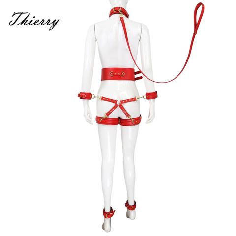 Thierry Sex Toys For Woman Men SM Bondage Set Erotic Restraint collar & 6 cuffs & waistband &connection Adults Games for Couples ► Photo 1/6