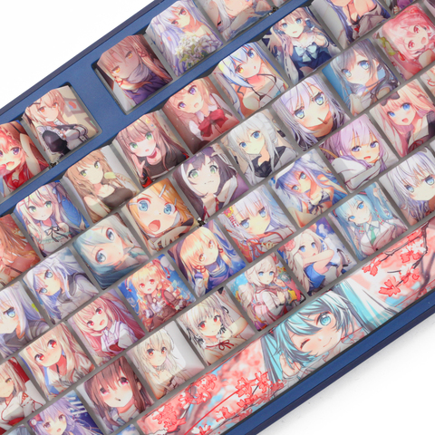 OMO cartoon anime beautiful young girl Cherry profile Dye Sub Keycap for mechanical keyboard 60 87 104 tkl ansi xd64 bm60 bm68 ► Photo 1/5