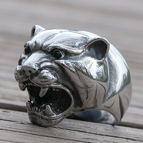 Domineering Polishing Panther Head Ring Men's Stainless Steel Heavy Sugar Biker Ring Unique Male Punk Rock Rings Drop Shipping ► Photo 1/5