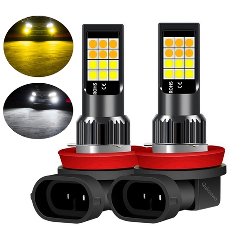 2Pcs Dual Colors H11 H8 9006 HB4 881 H27 High Quality 3030 LED Auto Fog Lamp Car Anti Fog Light Bulb Foglamps Yellow White ► Photo 1/6