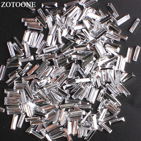 50Pcs 3*10MM Rectangle Glue on Crystals Point Acryl Rhinestones Nail Art Applique Strass for DIY Crafts Jewelry Making E ► Photo 1/3