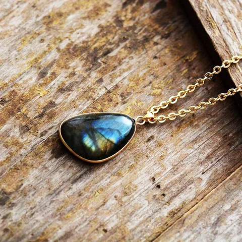 Natural Labradorite Pendant Necklaces for Women Energy Stone Moonstone Necklaces Men Fashion Jewelry Gift Collier en labradorite ► Photo 1/6