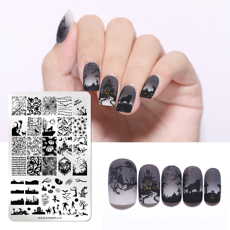 PICT YOU Nail Stamping Plate Halloween Series Image Stencil Nail