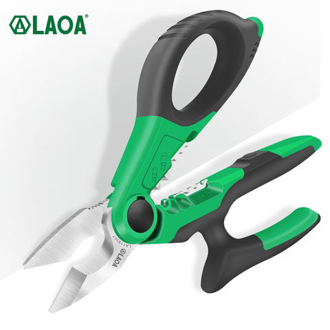 LAOA 7Inch Electrician Scissors 1.5-4mm² Wire Cutter Wire Stripping Cutting Terminal Crimping Tools ► Photo 1/6