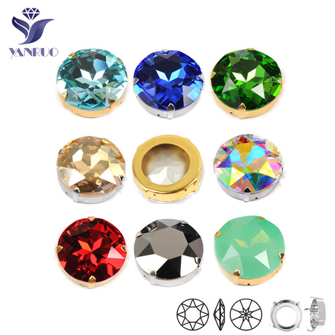 YANRUO 1201 Round 27mm Sewn Stones Glass Crystals Large Rhinestones Rivoli Pointback DIY Diamond Stones For Jewelry Clothes ► Photo 1/6