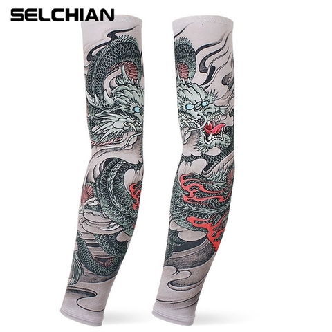 hot new 1 Pair Sun UV Protective Arm Sleeves For Men Women Cycling Fishing Tattoo sleeves Cooling Sport cuff Summer Arm Warmers ► Photo 1/6