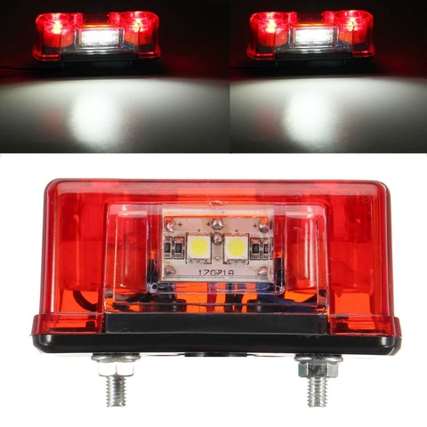 New 12V 24V Led License Number Plate Light Red Waterproof Universal Car Truck Lorry Trailer Tail Light License Plate Lamp ► Photo 1/5