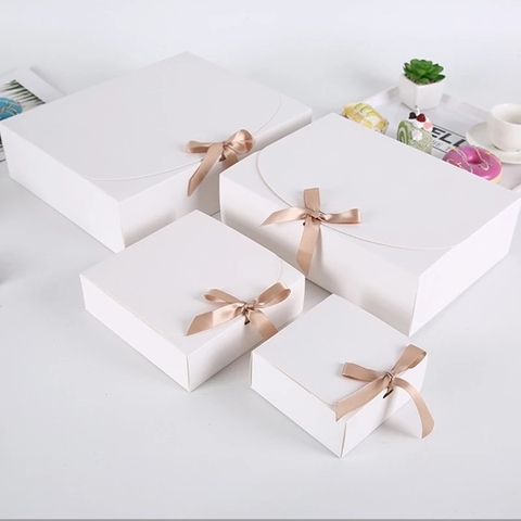 5Pcs White Kraft Paper Gift Box Handmade Candy Chocolate Cookie Storage Box Party Supplies Clothing Storage For Birthday ► Photo 1/6